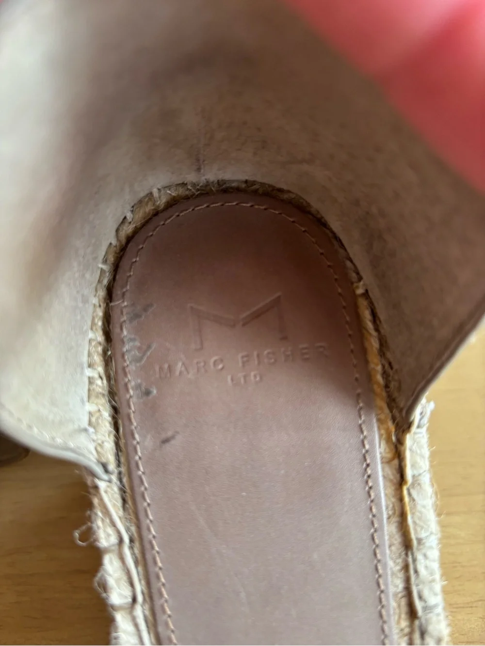 Marc Fisher Beige Espadrille Wedge Sandals